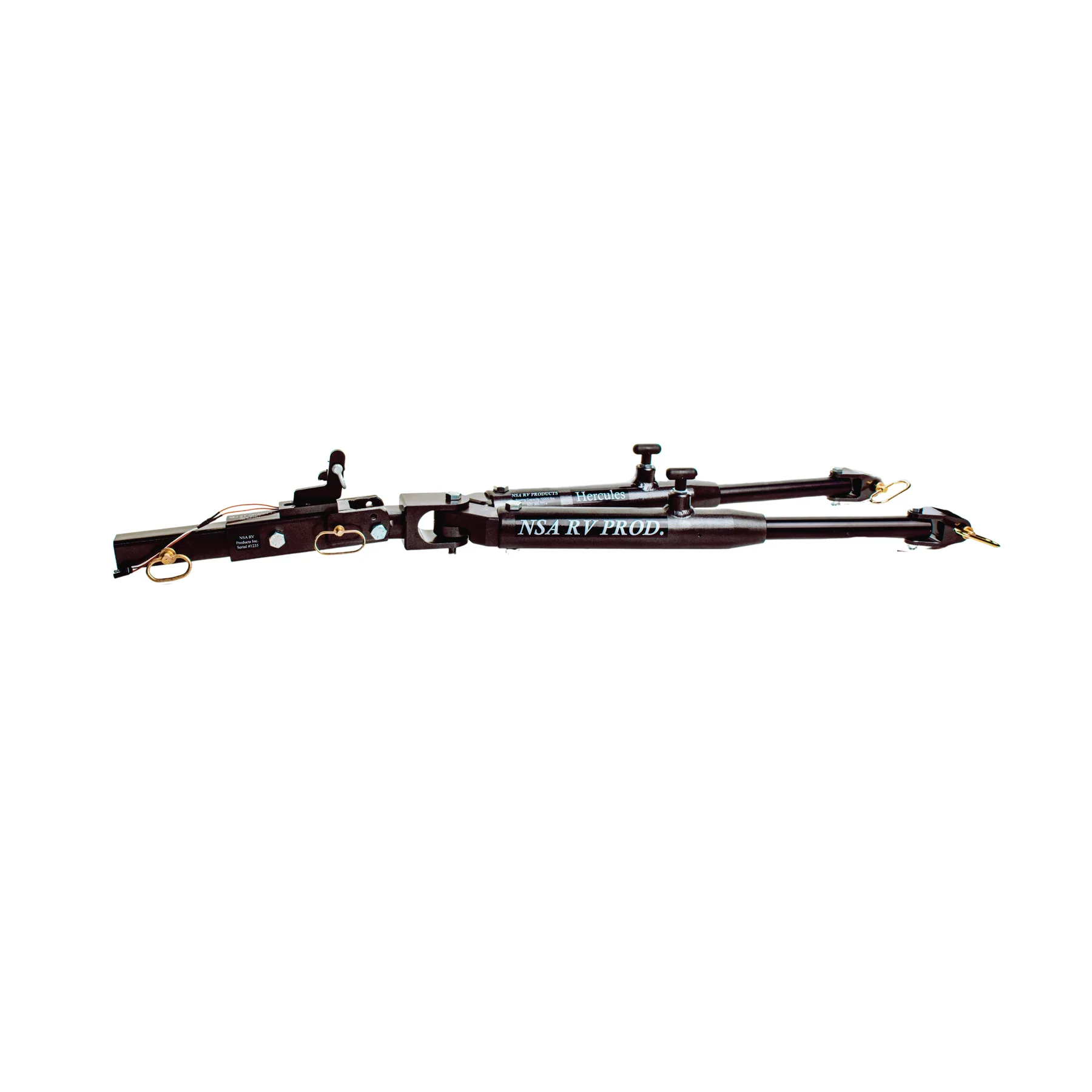 Hercules 12,000 lb RV tow bar featuring the integrated ReadyBrake surge braking system for safe dinghy towing.